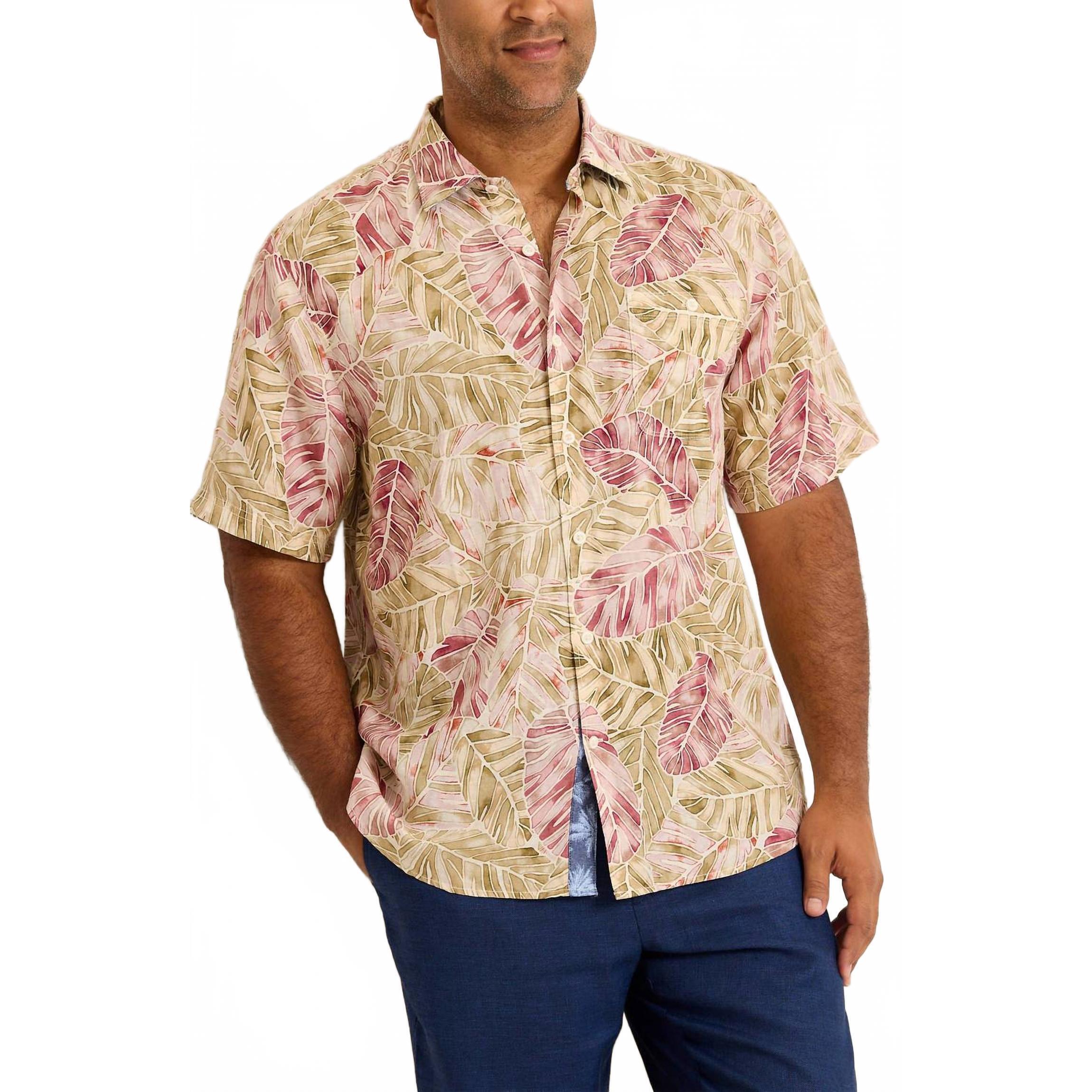 New Tommy Bahama Linen Villa Nueva Vines Short Sleeve Button Up Shirt In Golden